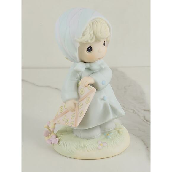 Enesco Precious Moments March Girl w/ Kite 5 1/2" Porcelain Figurine 1989 Taiwan - Picture 6 of 16